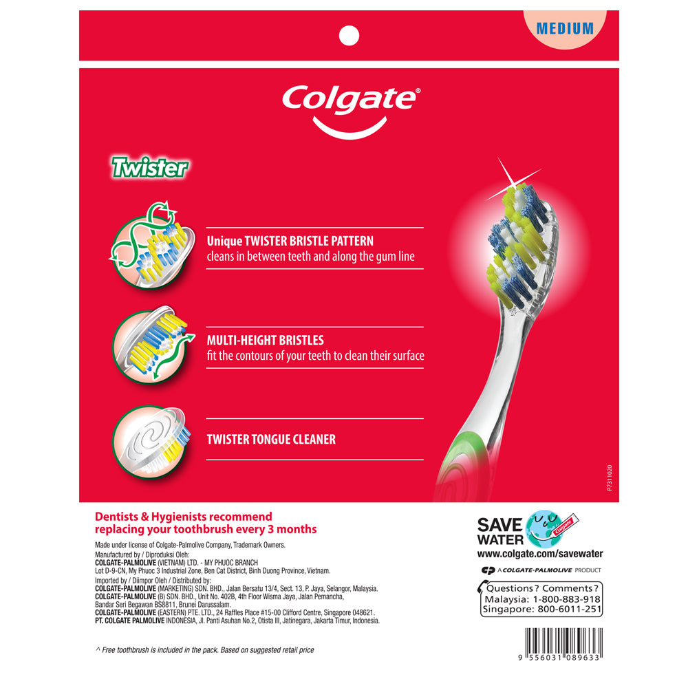 Colgate Twister Toothbrush Valuepack 5s (Medium)