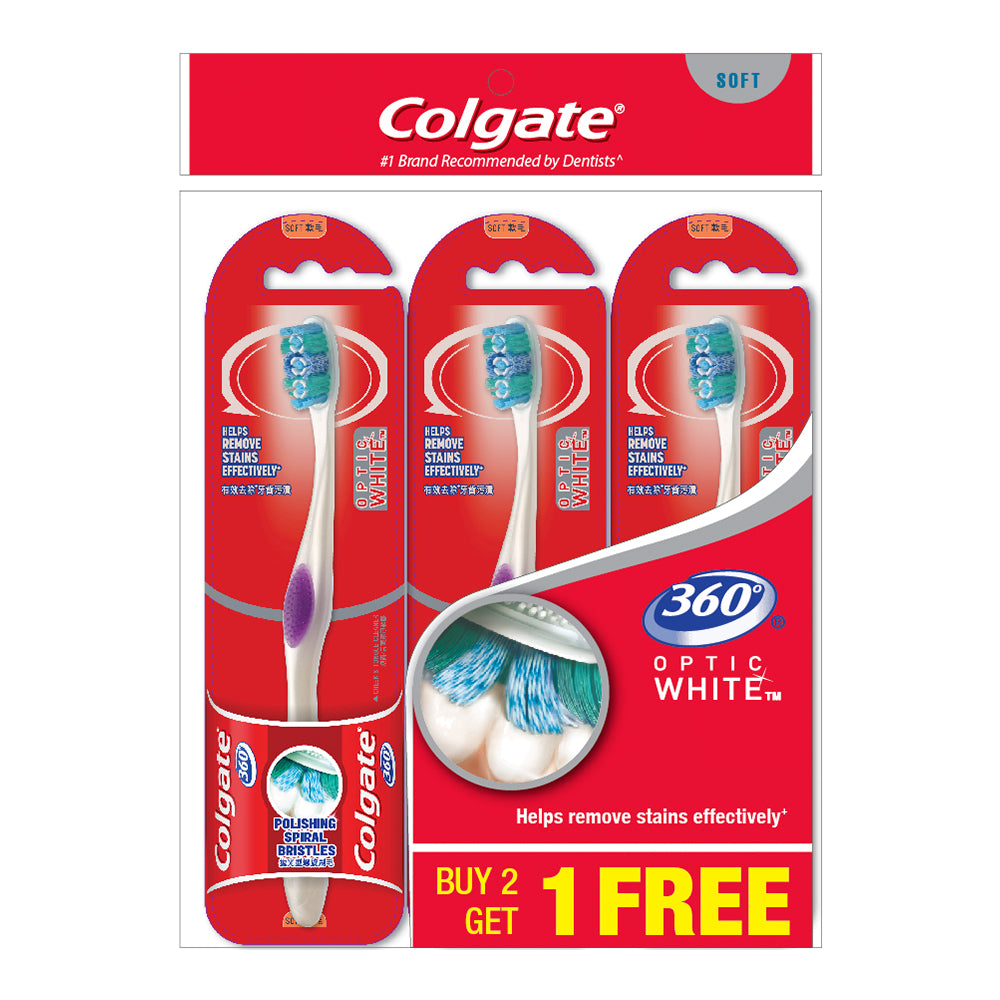 Colgate 360 Optic White Toothbrush Valuepack 3s (Soft)
