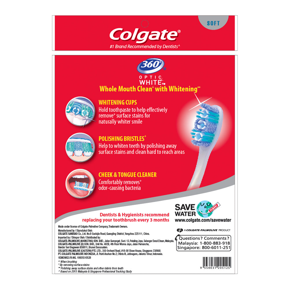 Colgate 360 Optic White Toothbrush Valuepack 3s (Soft)