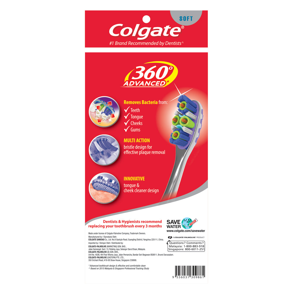 Colgate 360 Advanced Toothbrush Valuepack 3s (Soft)