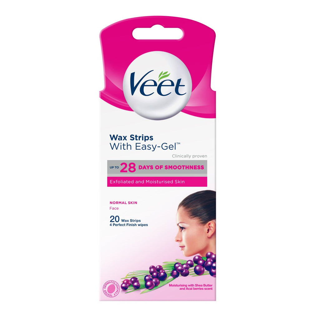 Veet Hair Removal Facial Wax Strip Cold Wax Strips for Face Upper lip Cheeks & Chin Normal Skin 20s