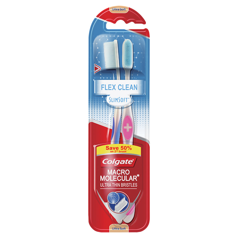 Colgate SlimSoft Flex Clean Toothbrush Valuepack 2s (Ultra Soft)