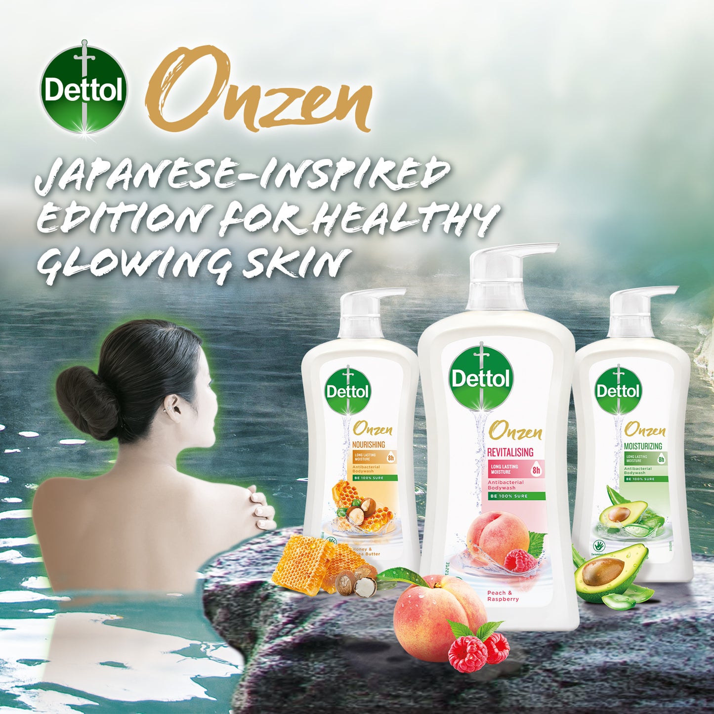 Dettol Onzen Shower Gel Antibacterial Body Wash Revitalising 950ml
