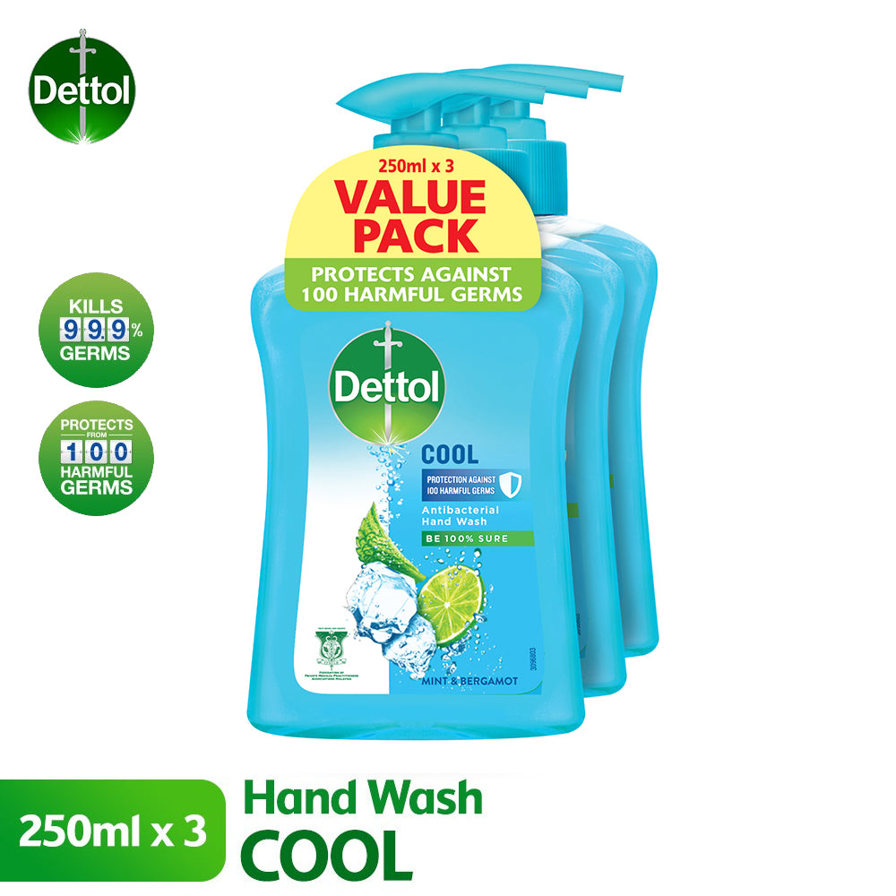 Dettol Antibacterial Hand Wash 250ml X 3 Value Pack Cool