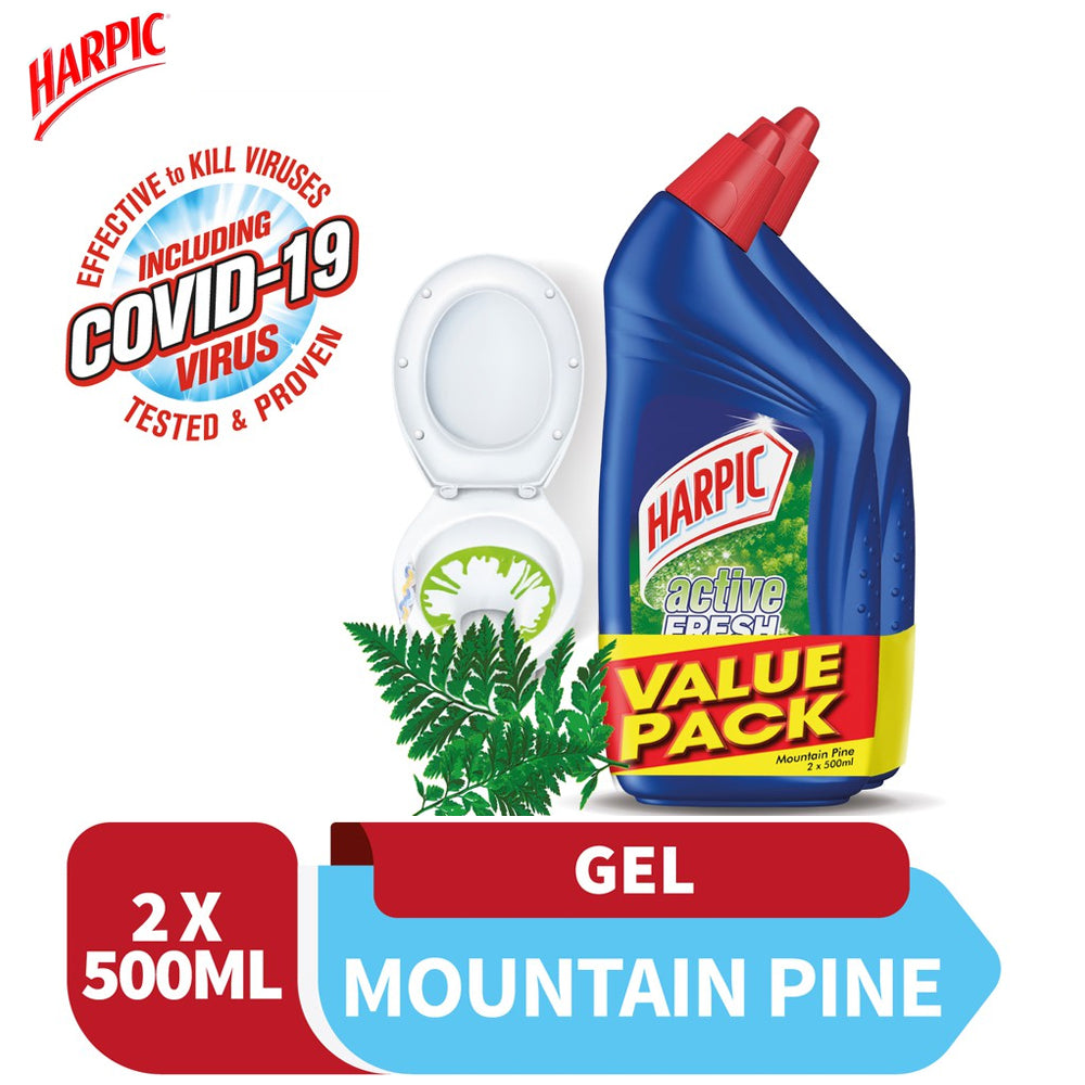 Harpic Active Fresh Disinfectant Toilet Cleaner Mountain Pine Twin Pack (500ml x 2)