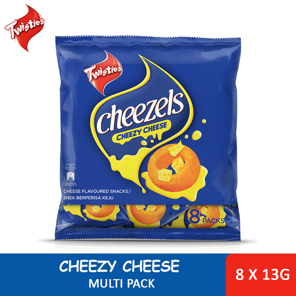 Twisties Cheezels Cheezy Cheese Flavoured Snacks Multi Pack 8 Packs x 13g (104g)