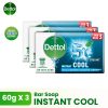 Dettol Antibacterial Body Bar Soap Cool 60g x 3