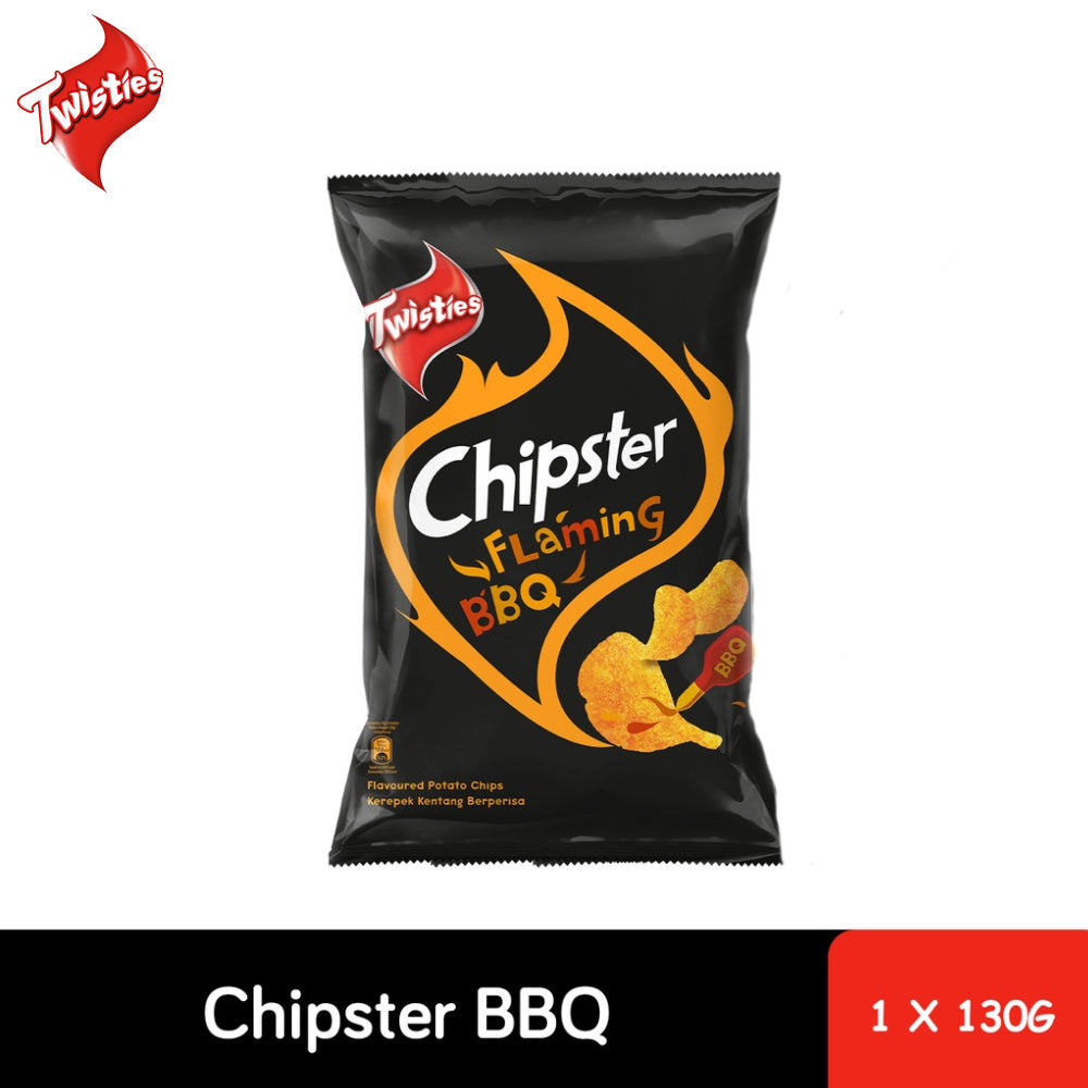 Twisties Chipster Flaming BBQ Flavoured Potato Chips 130g