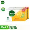 Dettol Antibacterial Body Bar Soap Fresh 60g x 3