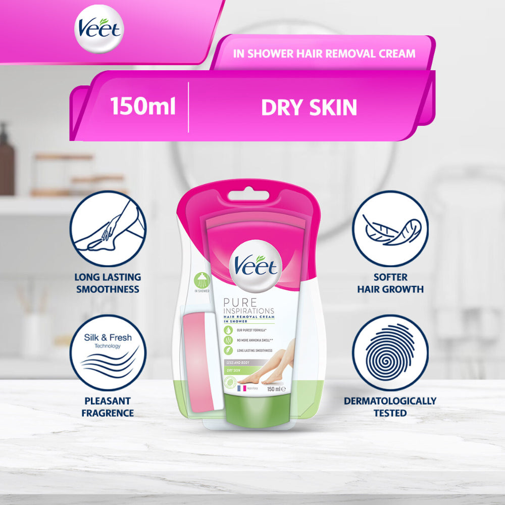 Veet In Shower Hair Removal Cream Dry Skin 150ml