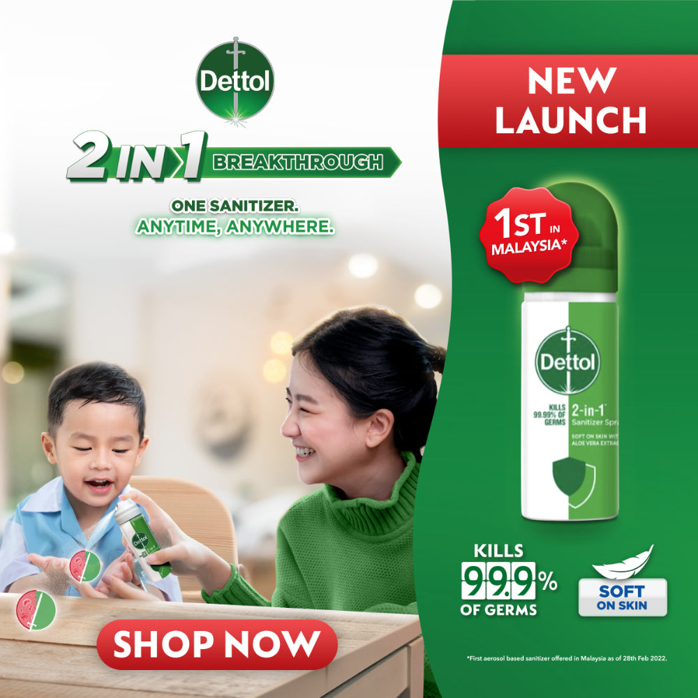 Dettol 2-in-1 Hand Sanitiser Spray 50ml