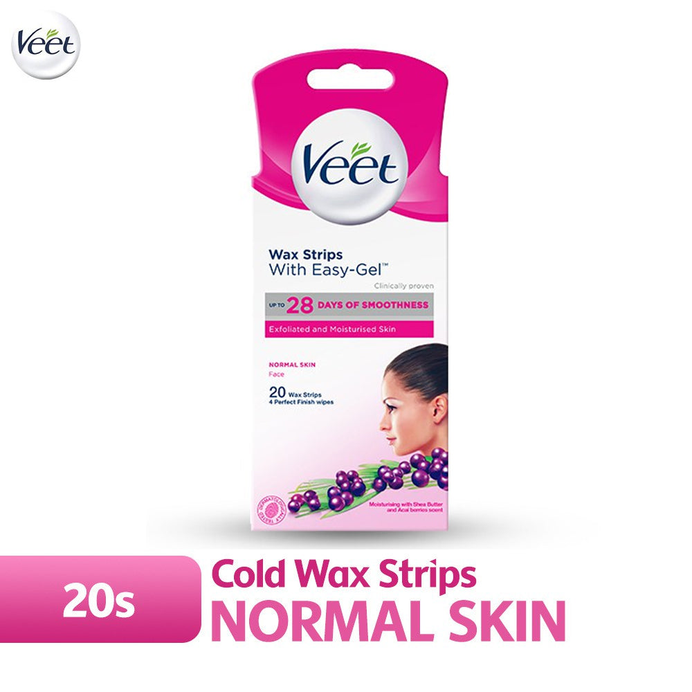 Veet Hair Removal Facial Wax Strip Cold Wax Strips for Face Upper lip Cheeks & Chin Normal Skin 20s