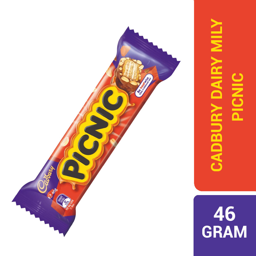 Cadbury Picnic Unique Combination of Peanuts Wafer Caramel & Rice Crisps Covered 46G – 4036795
