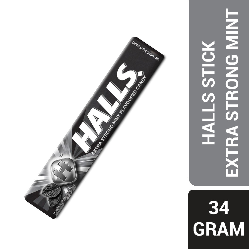 Halls Stick Extra Strong Mint Flavoured Candy 9 Pieces (34G) – 4259796