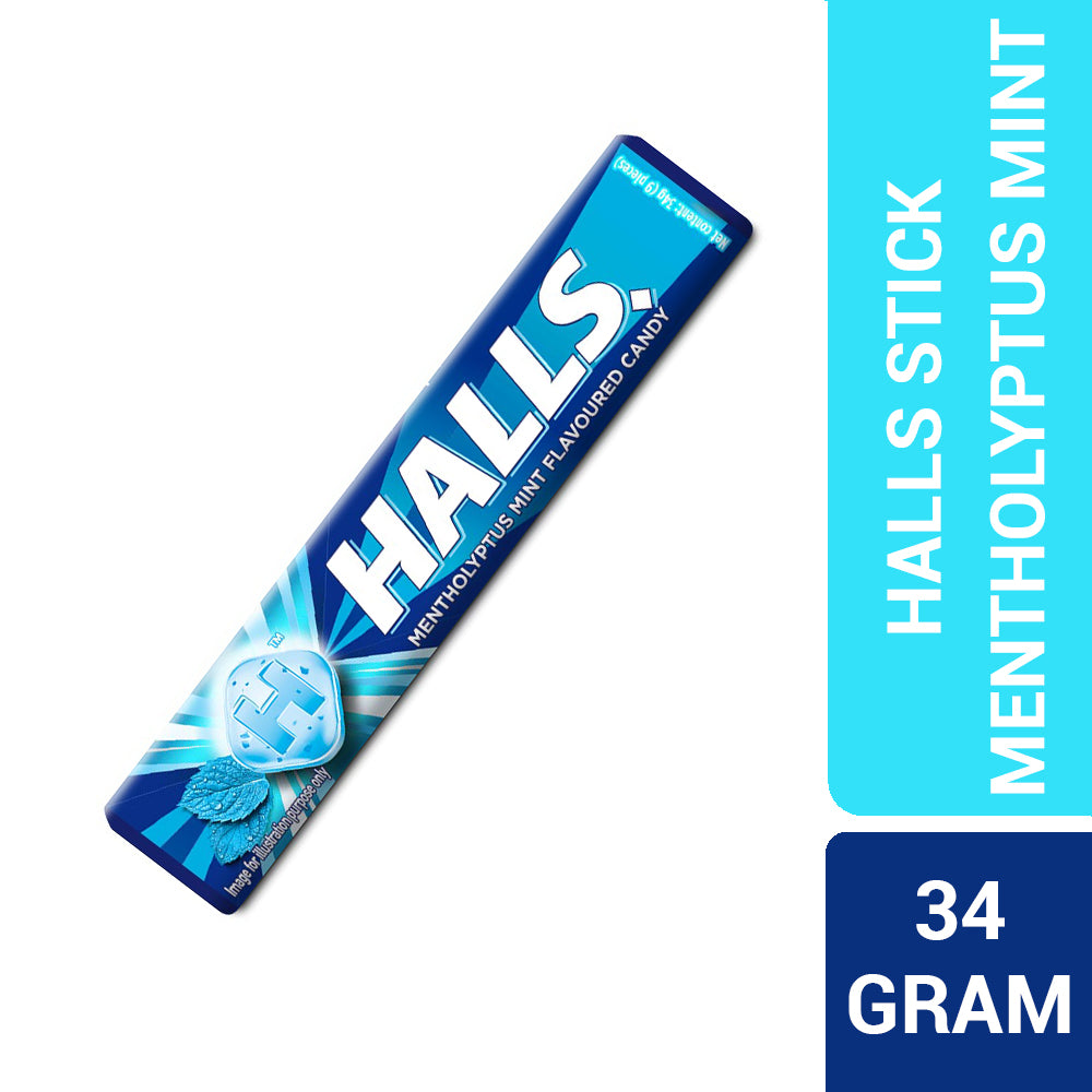 Halls Stick Mentholyptus Mint Flavoured Candy 9 Pieces (34G) – 4259797