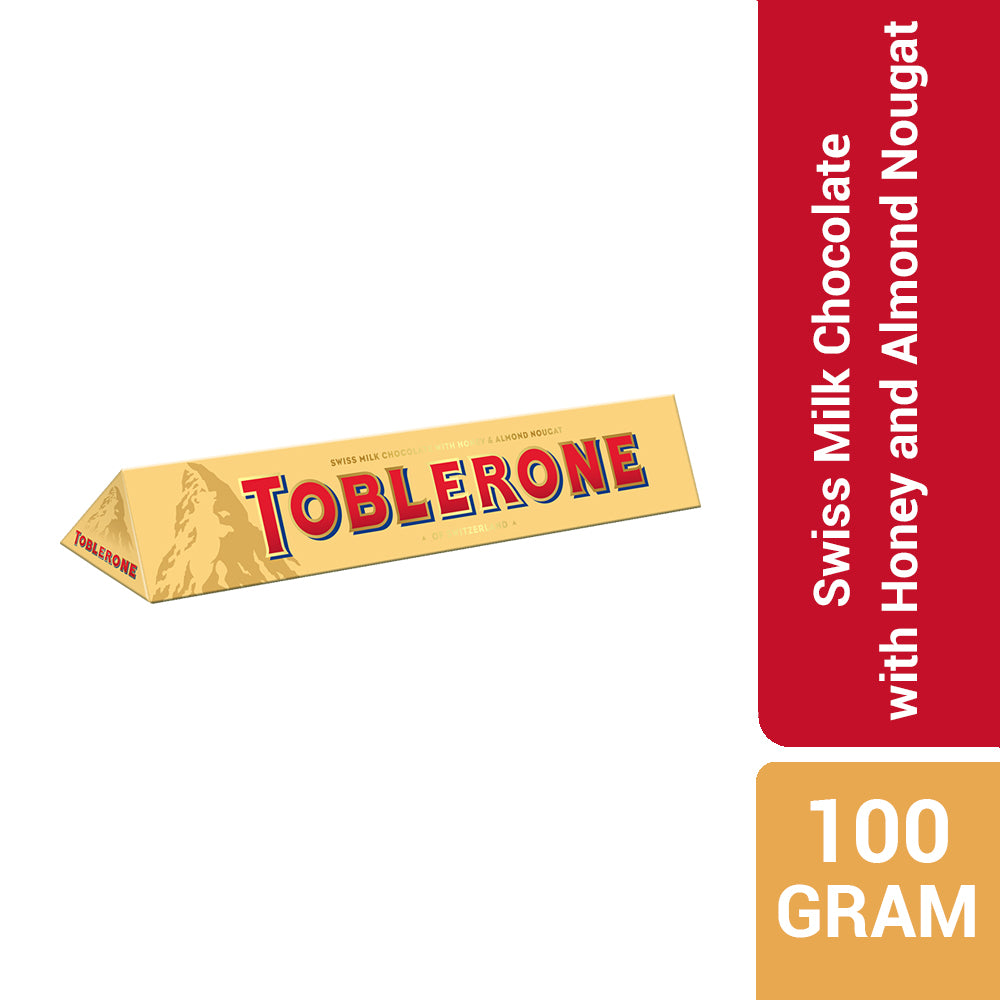 Toblerone Swiss Milk Chocolate with Honey and Almond Nougat 100G – 34041