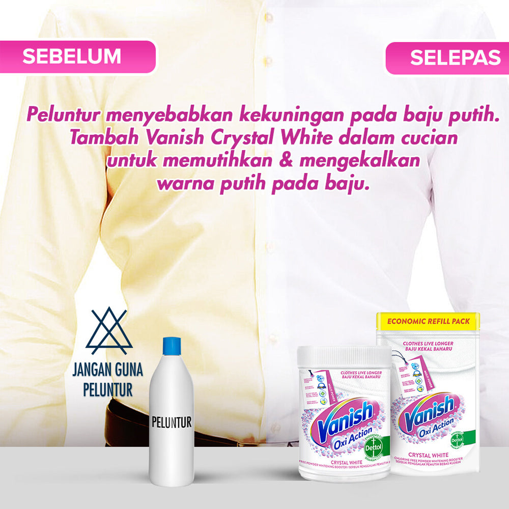 Vanish Fabric Crystal White Stain Remover Powder Doy 800g