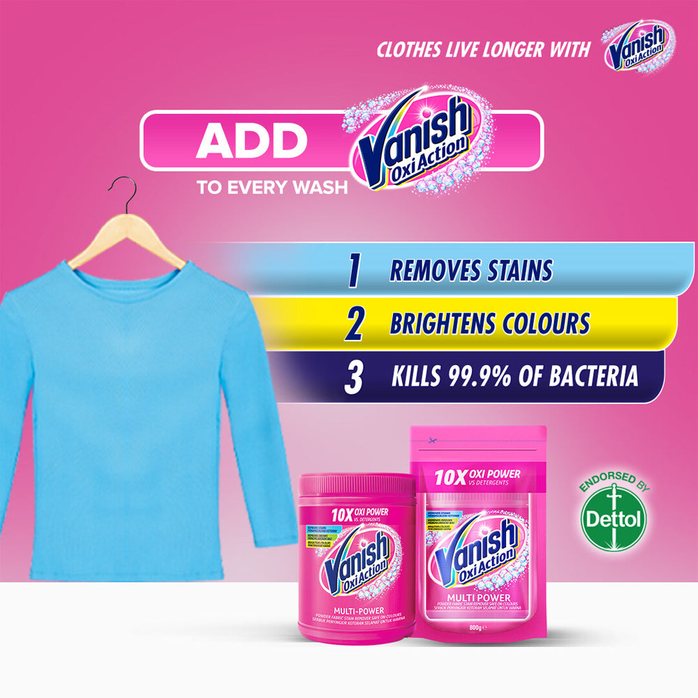 Vanish Fabric Oxi Action Stain Remover Laundry Detergent Powder 900g