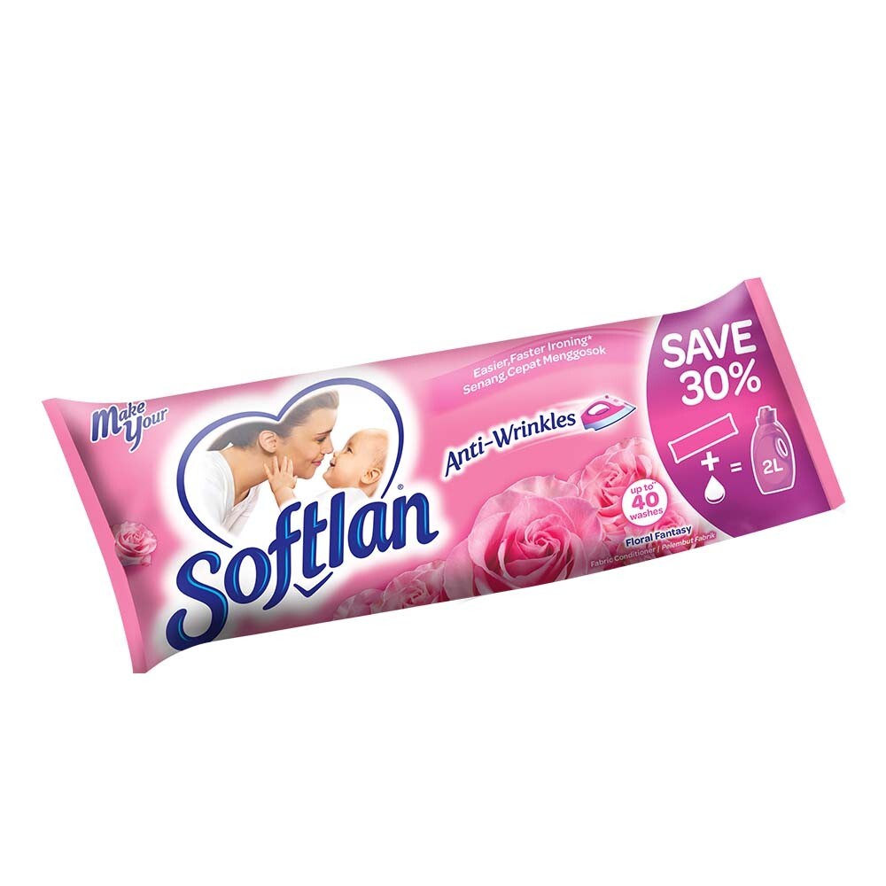 Softlan Anti Wrinkles Floral Fantasy (Pink) Fabric Softener 500ml Refill Concentrate Pouch – 1109827