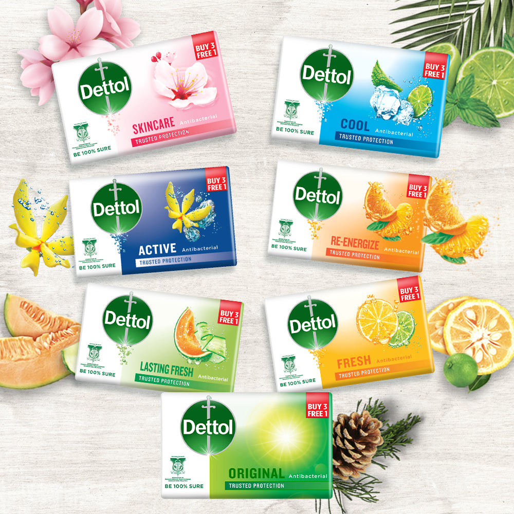 Dettol Antibacterial Body Bar Soap Cool 60g x 3