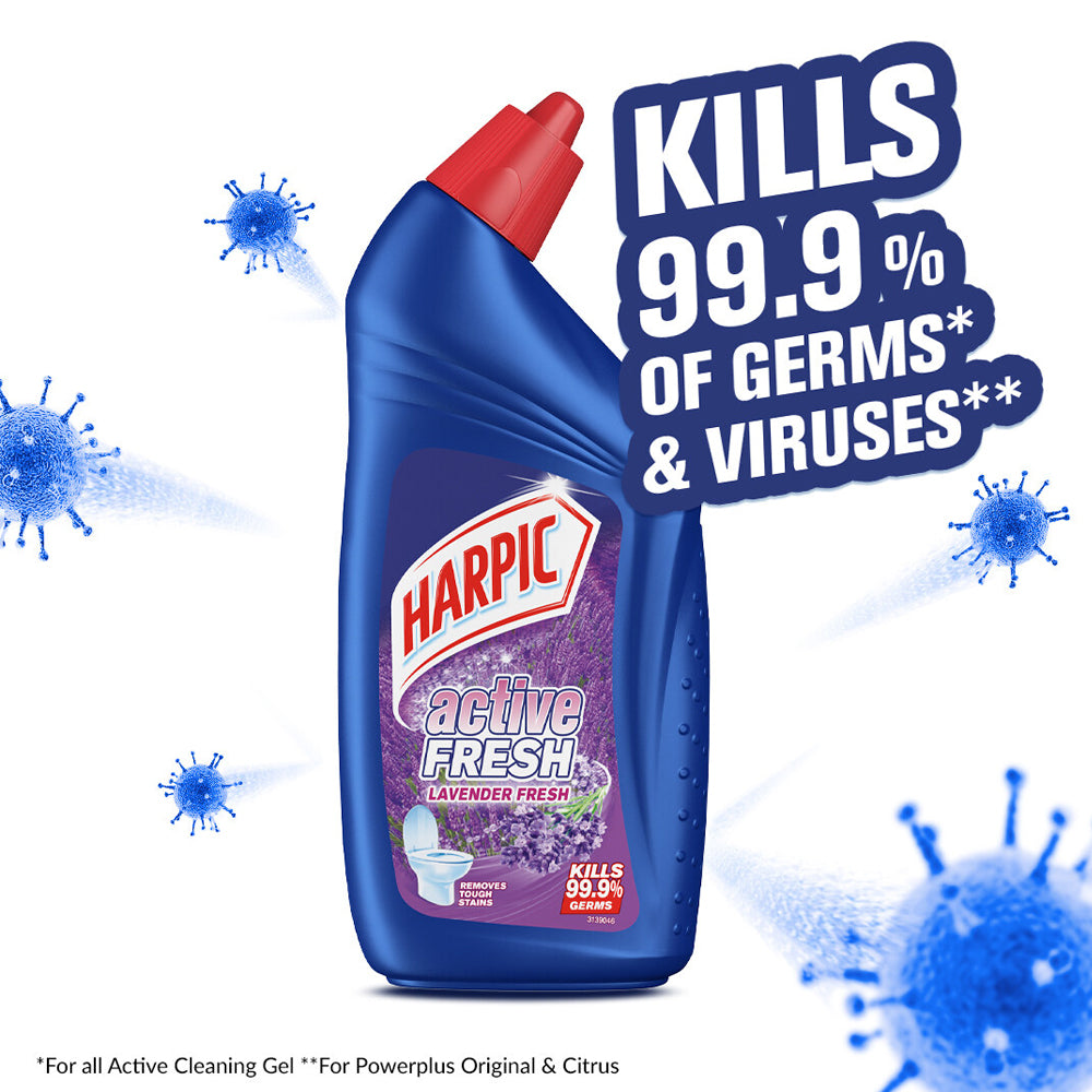 Harpic Active Fresh Disinfectant Toilet Cleaner Lavender Fresh Twin Pack (500ml x 2)