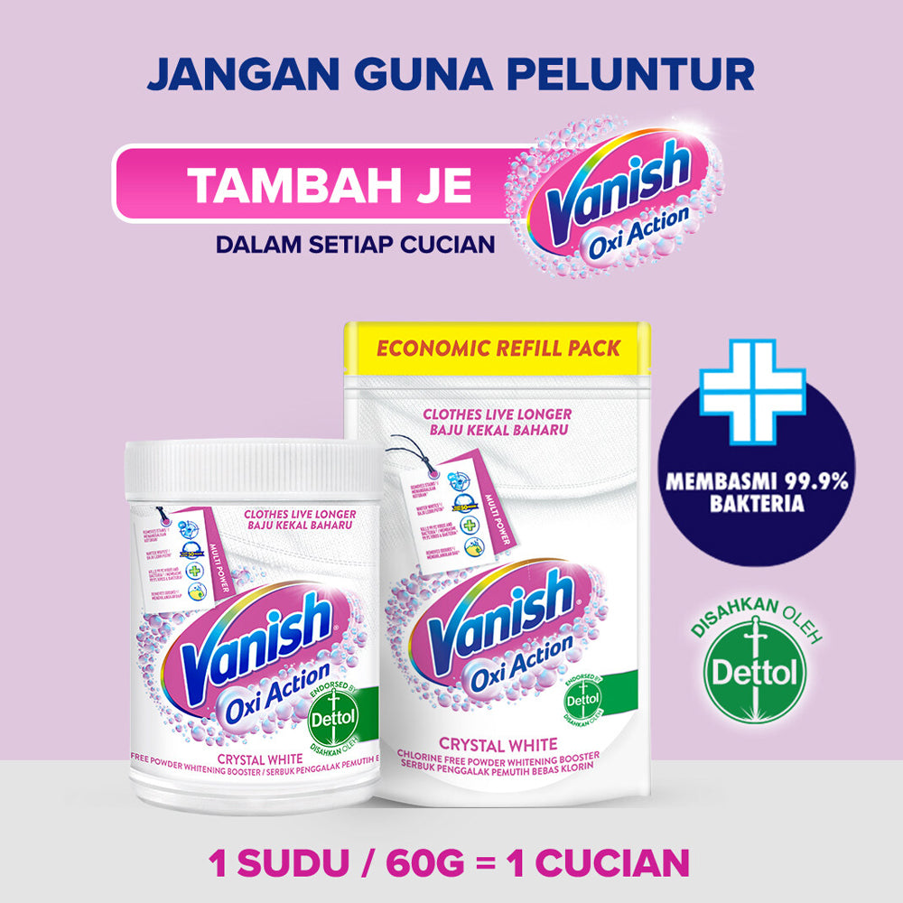 Vanish Fabric Crystal White Stain Remover Powder Doy 800g