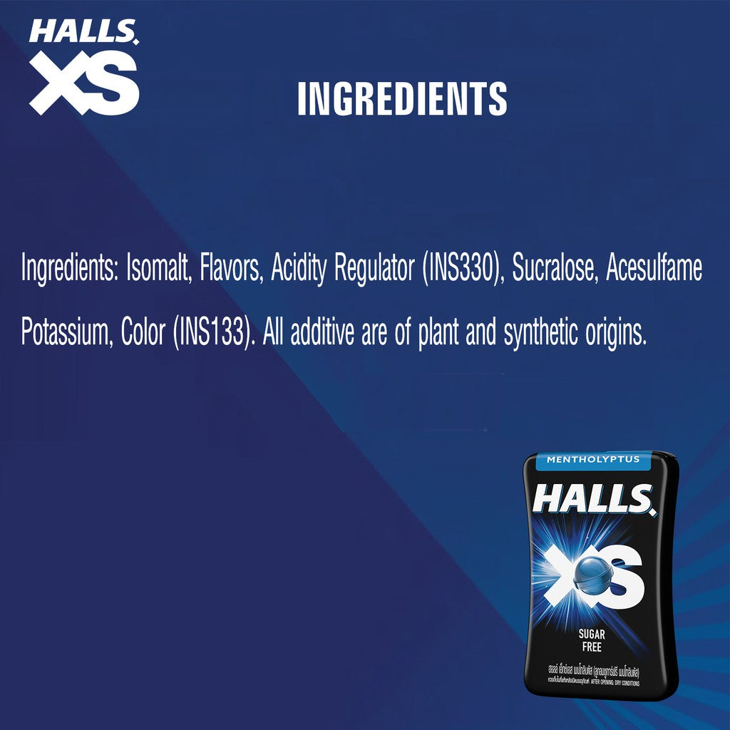 Halls XS Mentho-Lyptus Flavored Sugar Free Candy 15G - 4304757