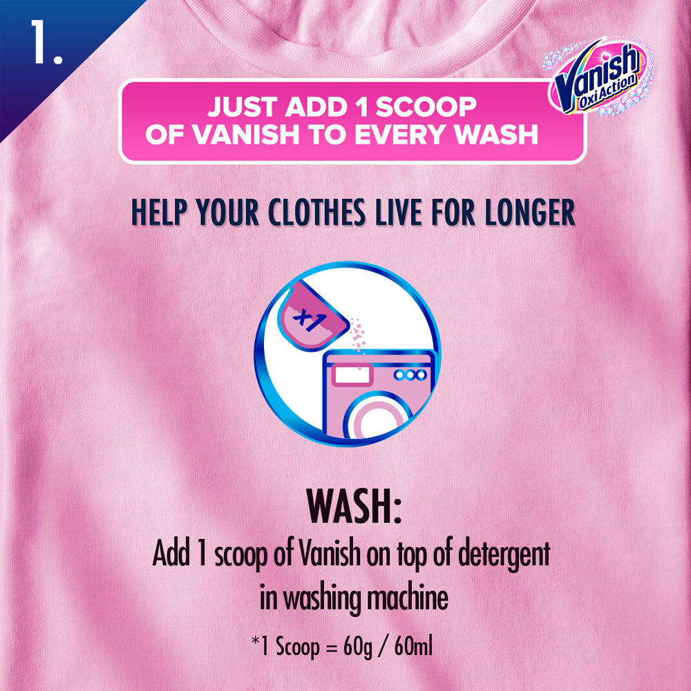 Vanish Fabric Oxi Action Stain Remover Laundry Detergent Powder 900g