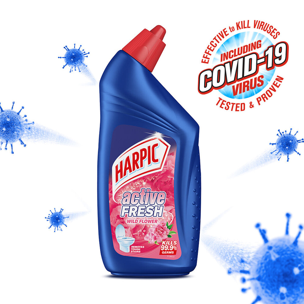 Harpic Active Fresh Disinfectant Toilet Cleaner Wild Flower Twin Pack (500ml x 2)