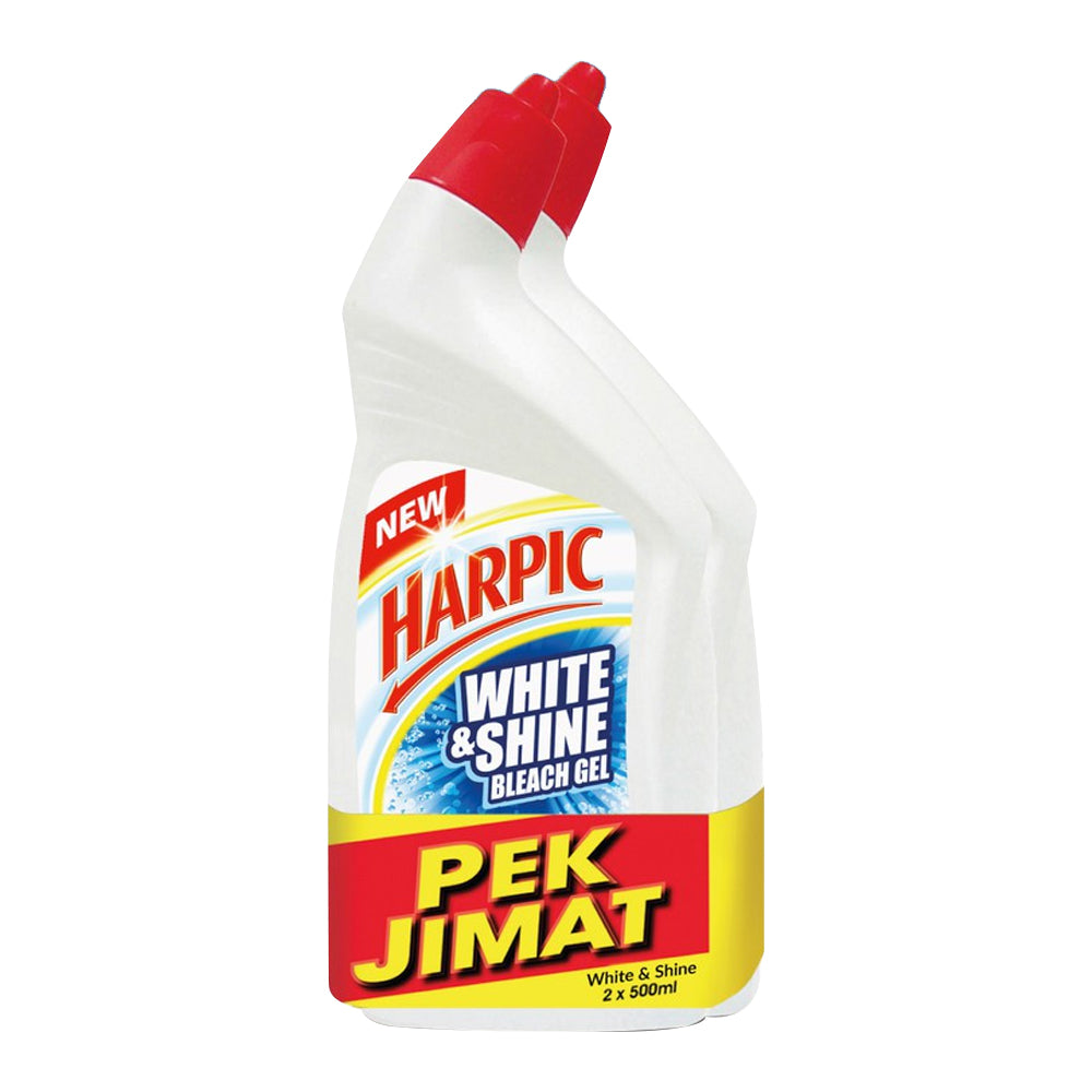 Harpic White & Shine Bleach Gel Active Cleaning Gel Twin Pack (500ml x 2)