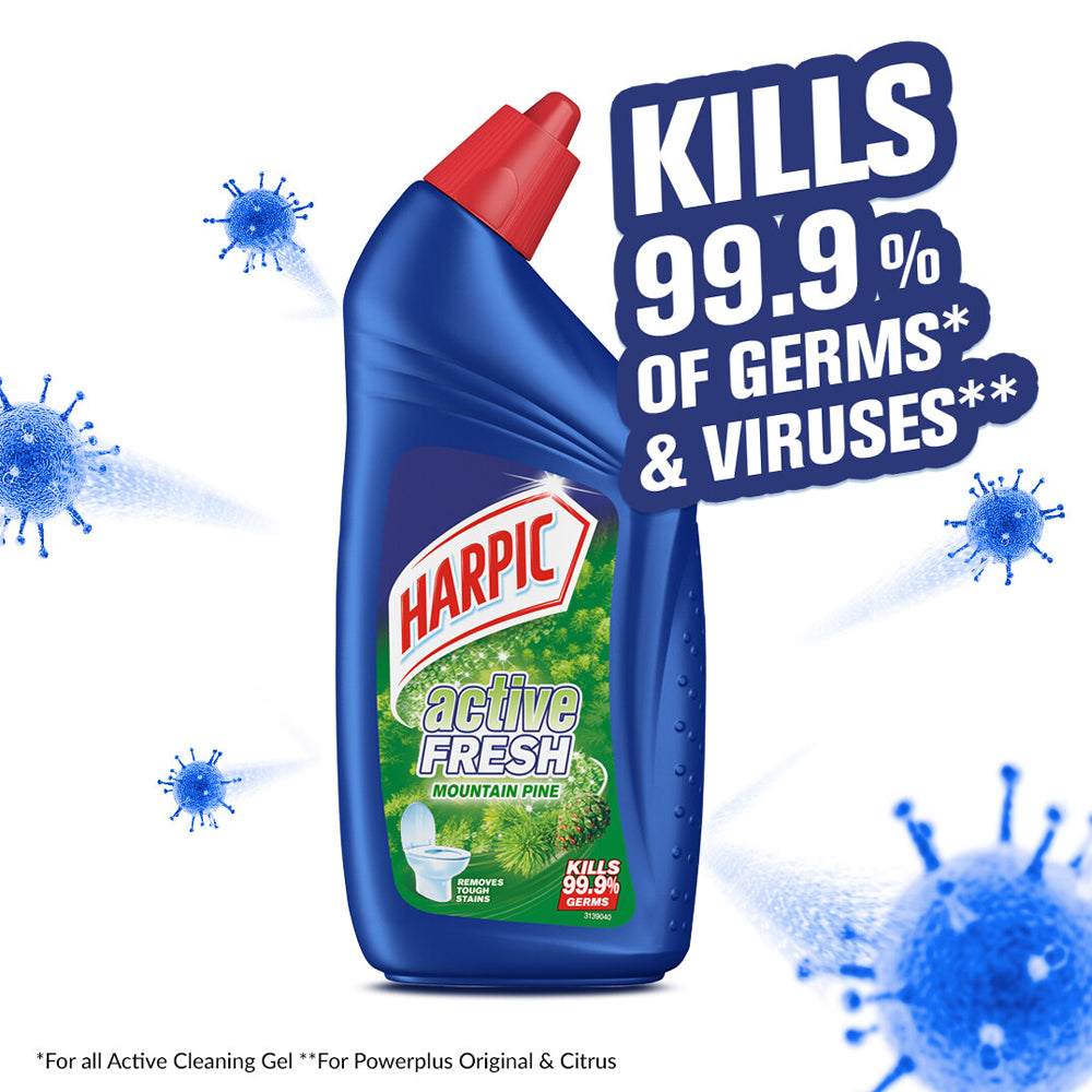 Harpic Active Fresh Disinfectant Toilet Cleaner Mountain Pine Twin Pack (500ml x 2)