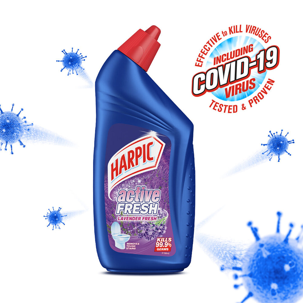 Harpic Active Fresh Disinfectant Toilet Cleaner Lavender Fresh Twin Pack (500ml x 2)