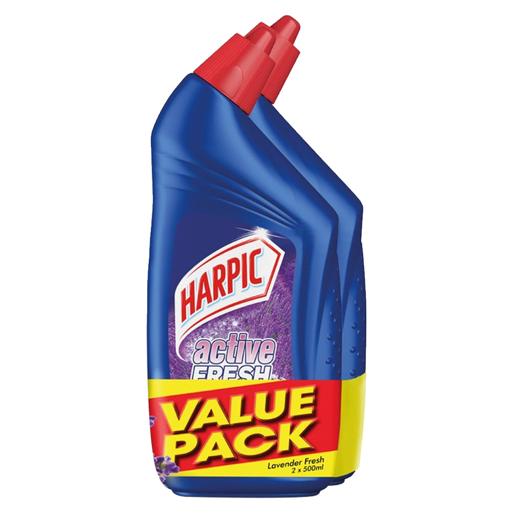 Harpic Active Fresh Disinfectant Toilet Cleaner Lavender Fresh Twin Pack (500ml x 2)