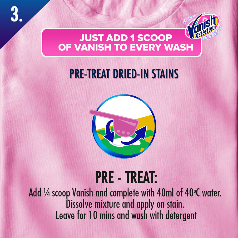 Vanish Fabric Oxi Action Stain Remover Laundry Detergent Powder 900g