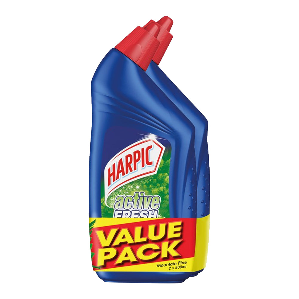 Harpic Active Fresh Disinfectant Toilet Cleaner Mountain Pine Twin Pack (500ml x 2)