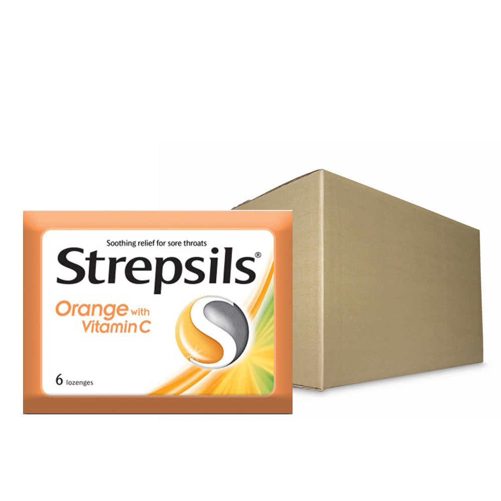 Strepsils Orange With Vitamin C 6s Throat Relief Lozenges