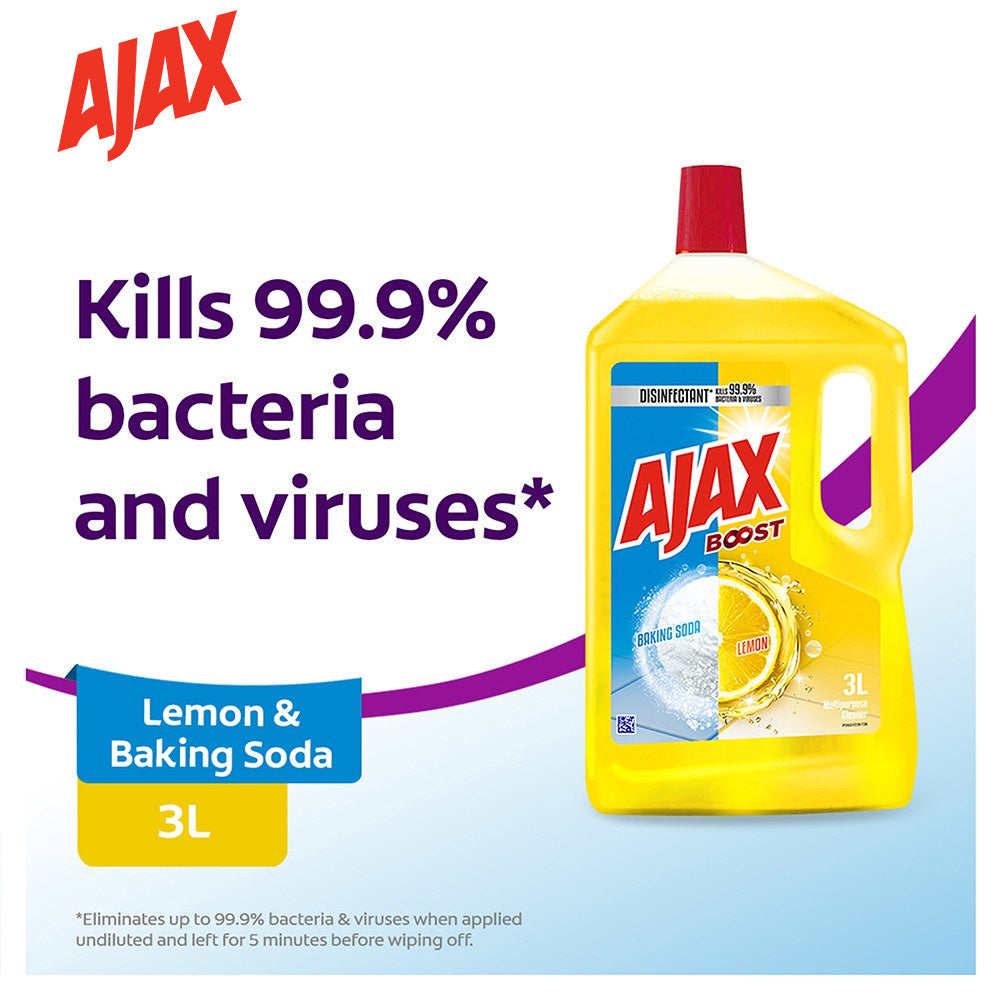 Ajax Boost Lemon & Baking Soda Antibacterial Multi Purpose Floor Cleaner 3L