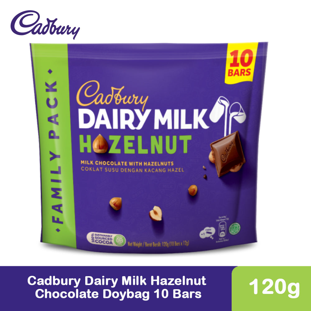 Cadbury Dairy Milk Hazelnut Chocolate Doybag 10 Bars 120g