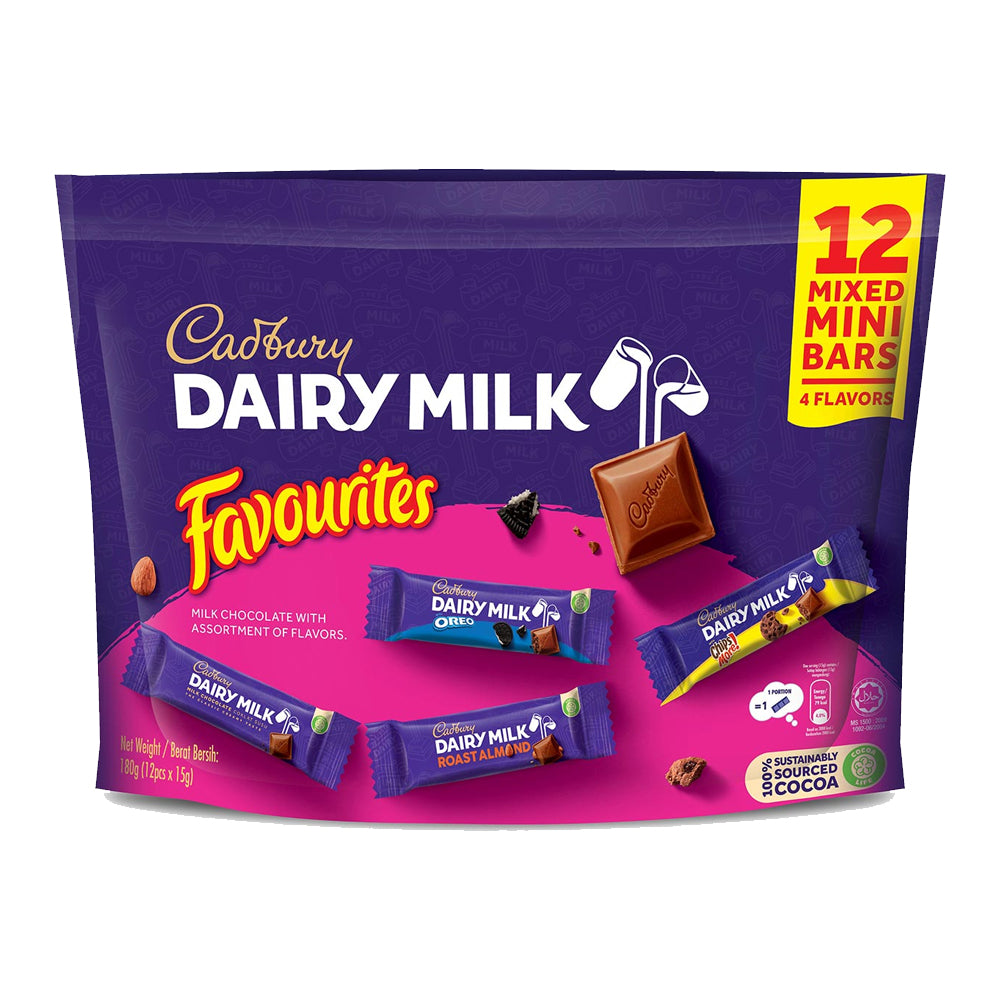 Cadbury Favourites Dairy Milk Chocolate Doybag Favourites 4 Flavors 12 Mini Bars 180g – 4270050