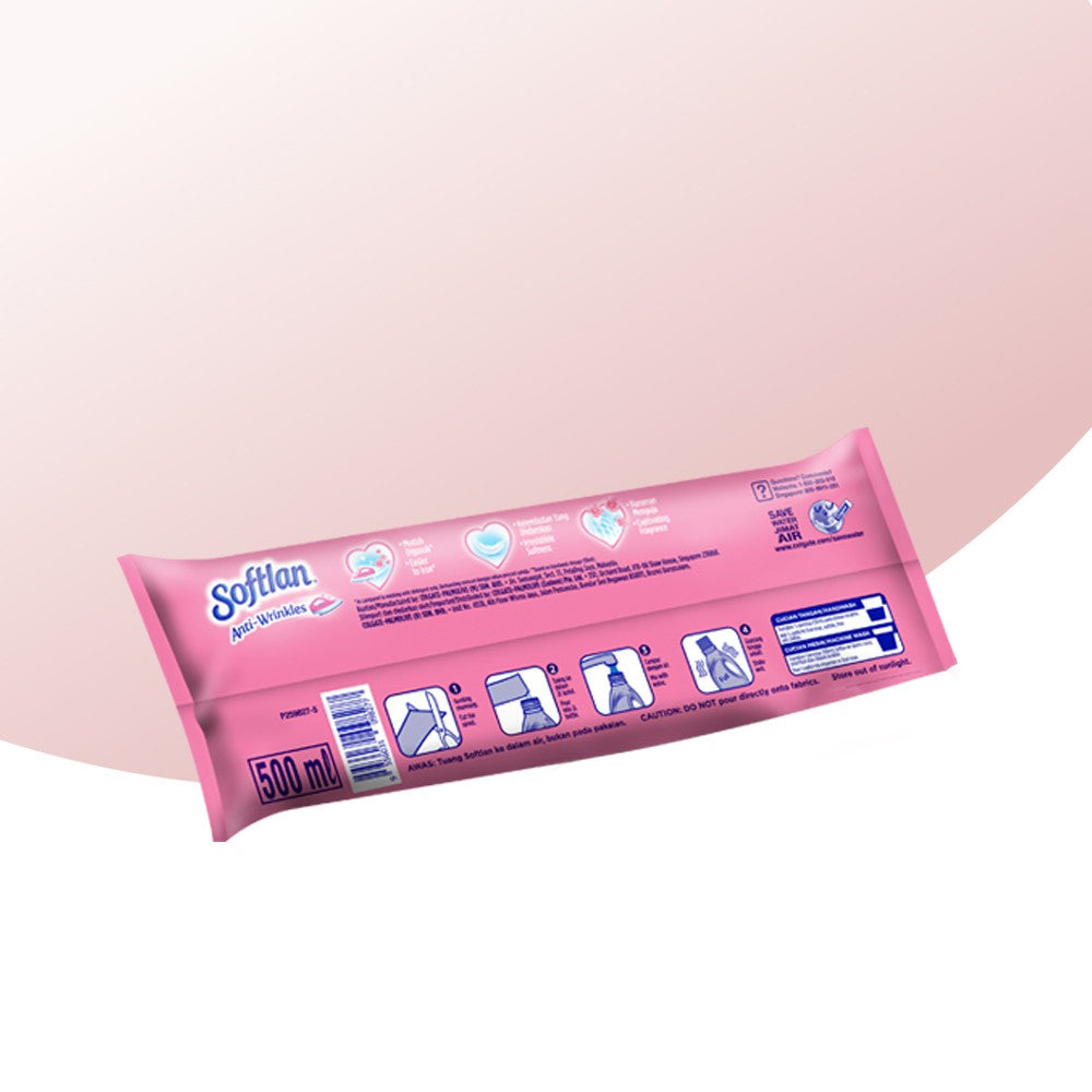 Softlan Anti Wrinkles Floral Fantasy (Pink) Fabric Softener 500ml Refill Concentrate Pouch – 1109827