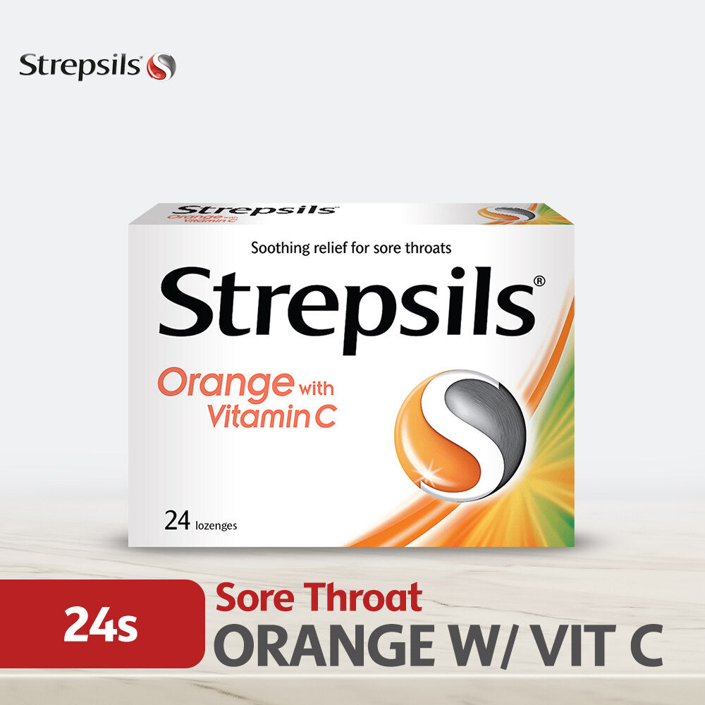 Strepsils Orange With Vitamin C 24s Throat Relief Lozenges