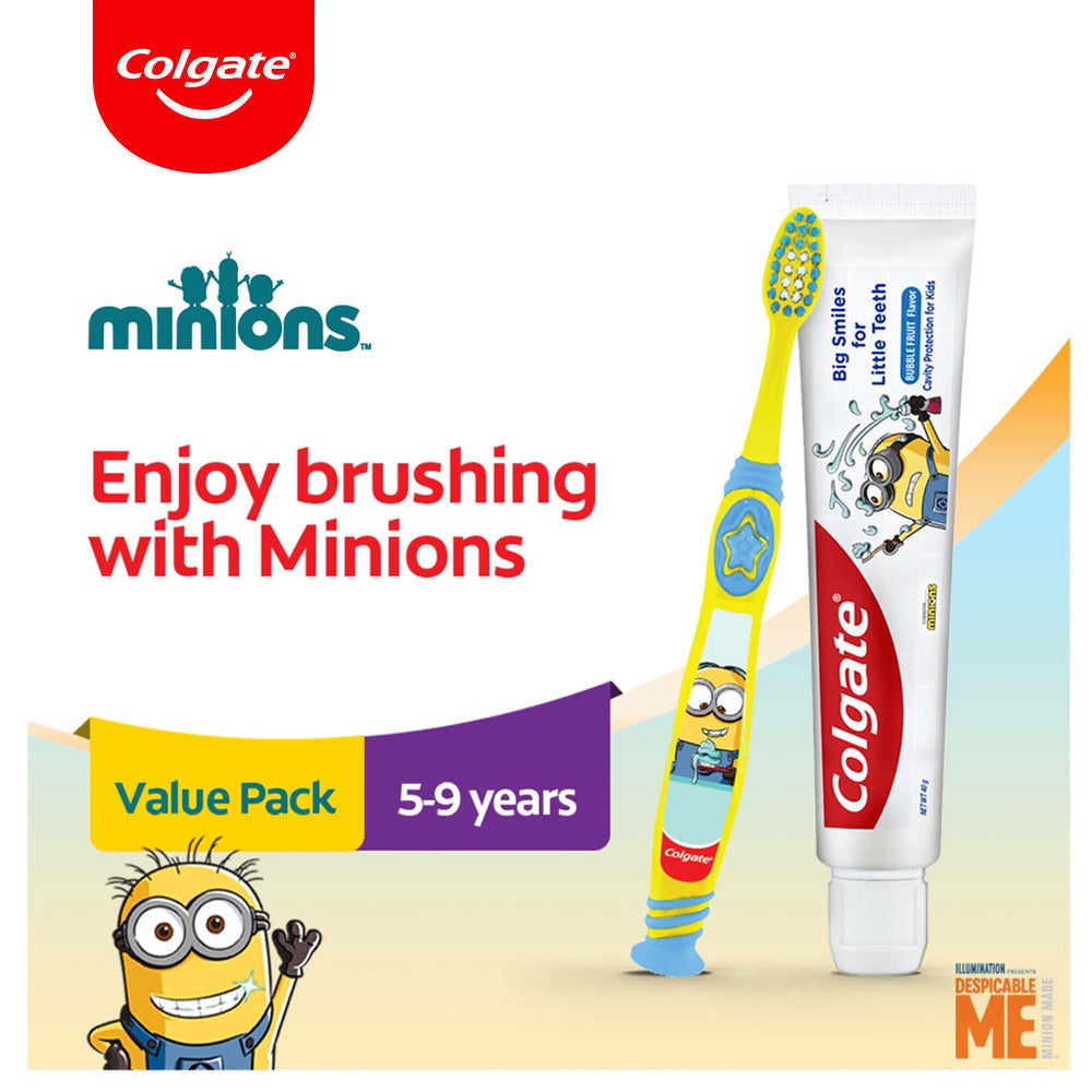 Colgate Kids Minion Toothpaste 40g + Toothbrush 5-9 Years (Ultra Soft) Valuepack