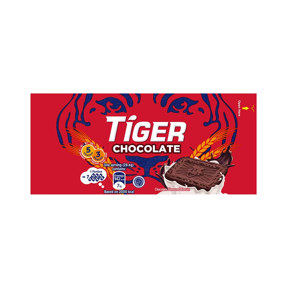 Tiger Plain Sweet Chocolate Flavoured Biscuits Small Pack 12 X 53.2G – 4282677X12