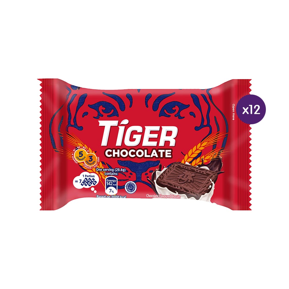 Tiger Plain Sweet Chocolate Flavoured Biscuits Small Pack 12 X 53.2G – 4282677X12