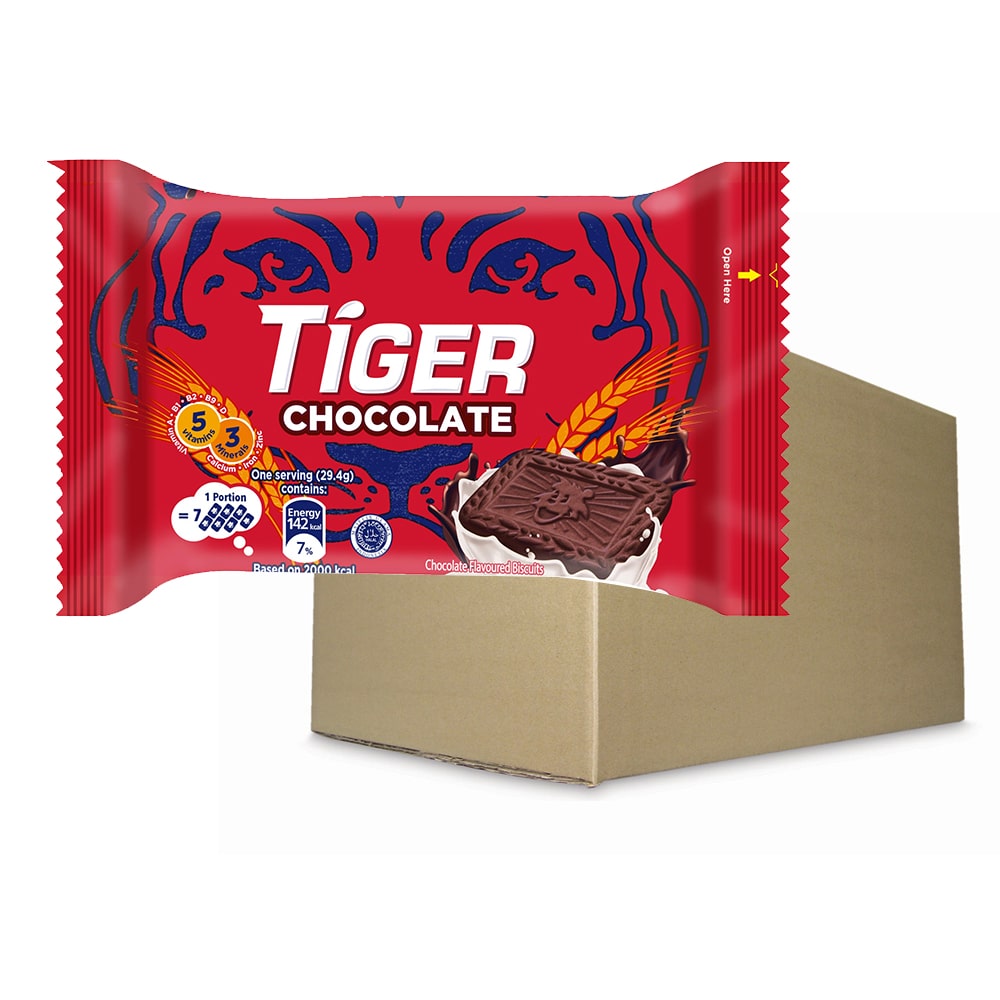 Tiger Plain Sweet Chocolate Flavoured Biscuits Small Pack 12 X 53.2G – 4282677X12