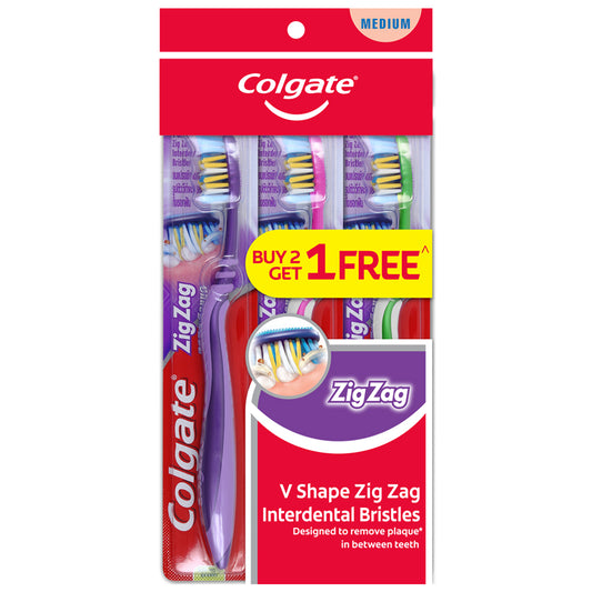 Colgate ZigZag Toothbrush Valuepack 3s (Medium)
