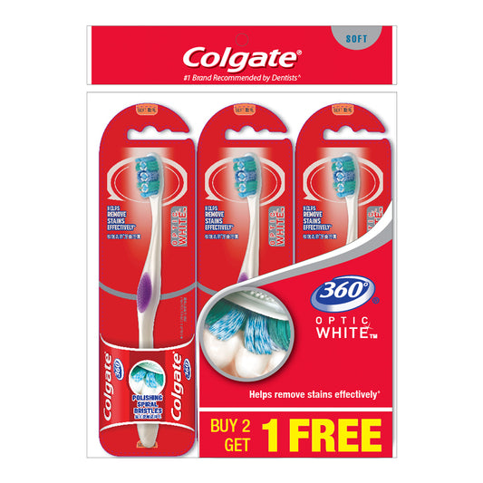 Colgate 360 Optic White Toothbrush Valuepack 3s (Soft)