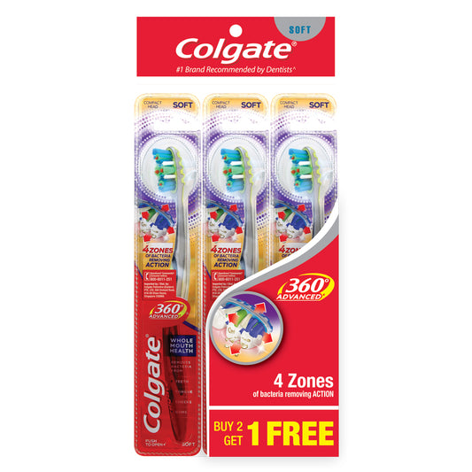 Colgate 360 Advanced Toothbrush Valuepack 3s (Soft)