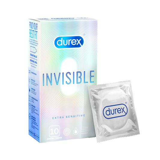 Durex Invisible Extra Sensitive Condoms 10’s [For man] Thinnest, Regular size 52mm (Safety & Protection)