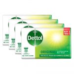 Dettol Antibacterial Body Bar Soap Original 100G 3+1